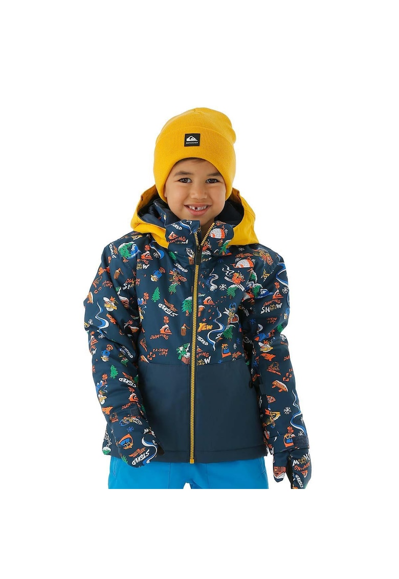 Geaca de schi impermeabila cu gluga si imprimeu -