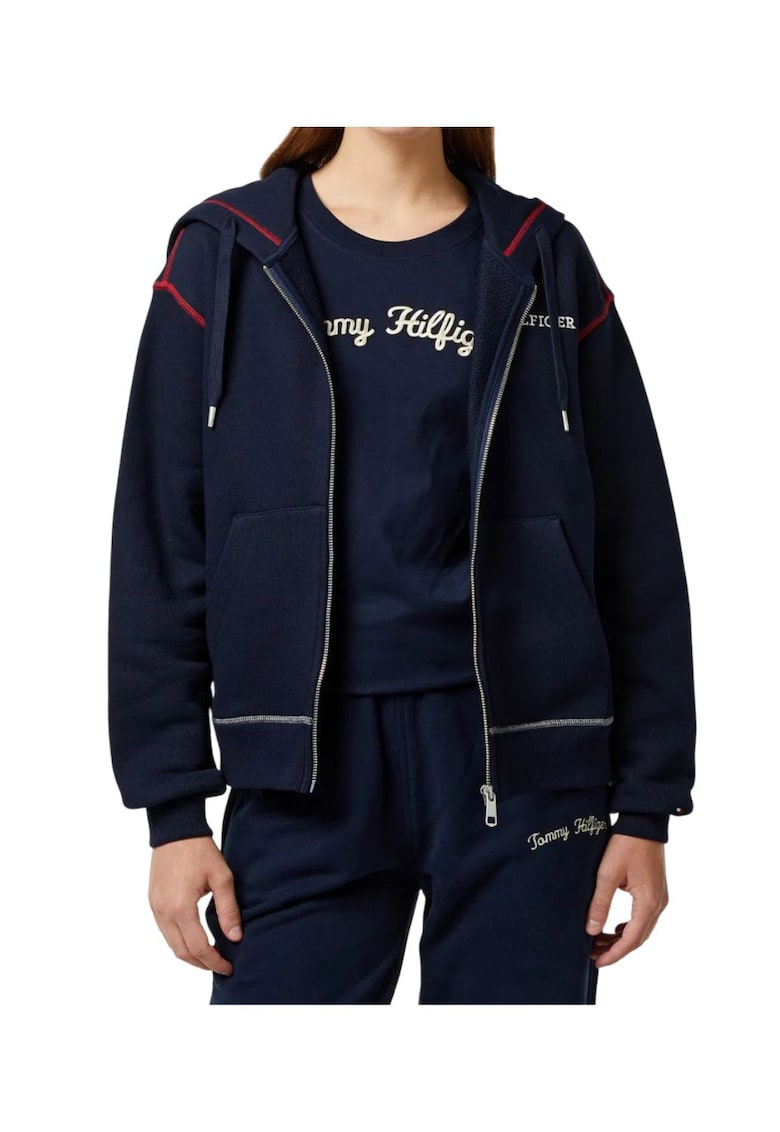 Hanorac cu fermoar si logo pe piept Hanorac cu fermoar si logo pe piept