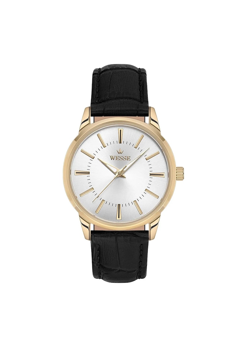 Ceas dama  WWL104410 36mm - carcasa din otel - curea din piele ecologica - negru/aurie