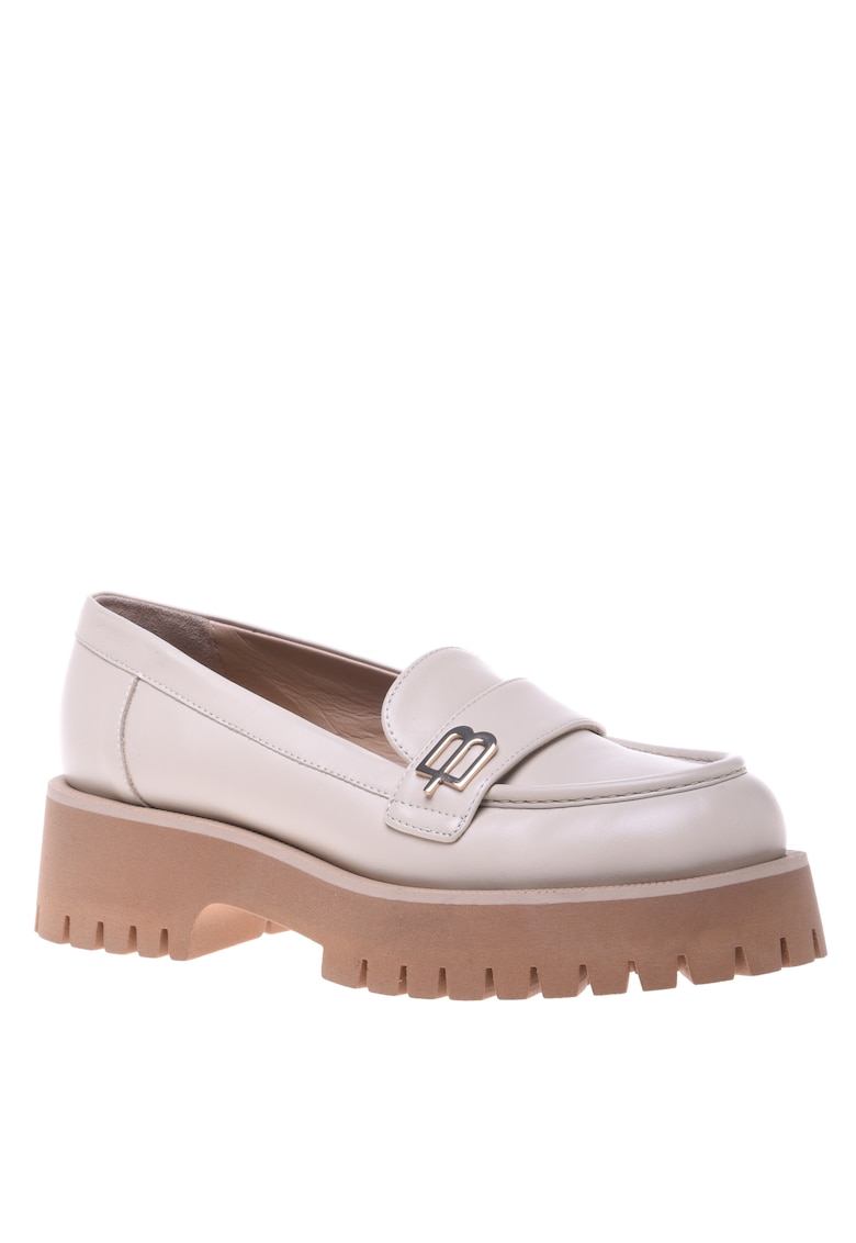 Pantofi loafer de piele cu toc masiv