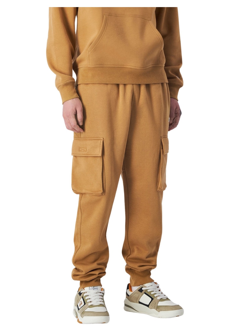 Pantaloni cargo mustar - bumbac/poliester - talie elastica - buzunare laterale