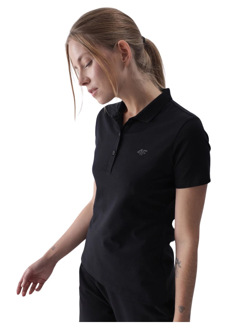 Tricou polo dama F317 - slim - negru - bumbac-elastan -