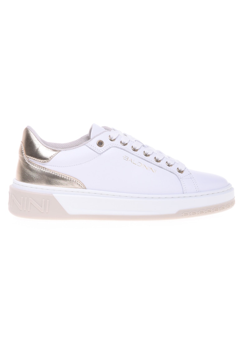 Baldinini Pantofi sport de piele cu accente metalizate - Alb