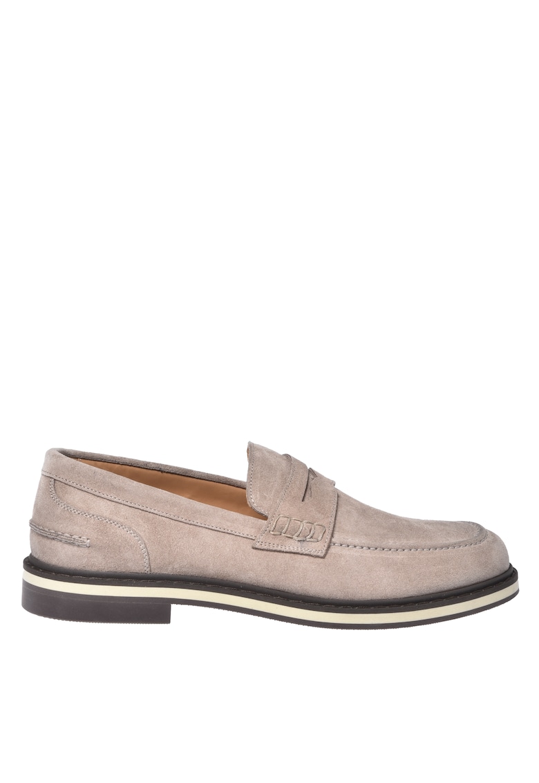 Pantofi loafer din piele intoarsa cu model uni