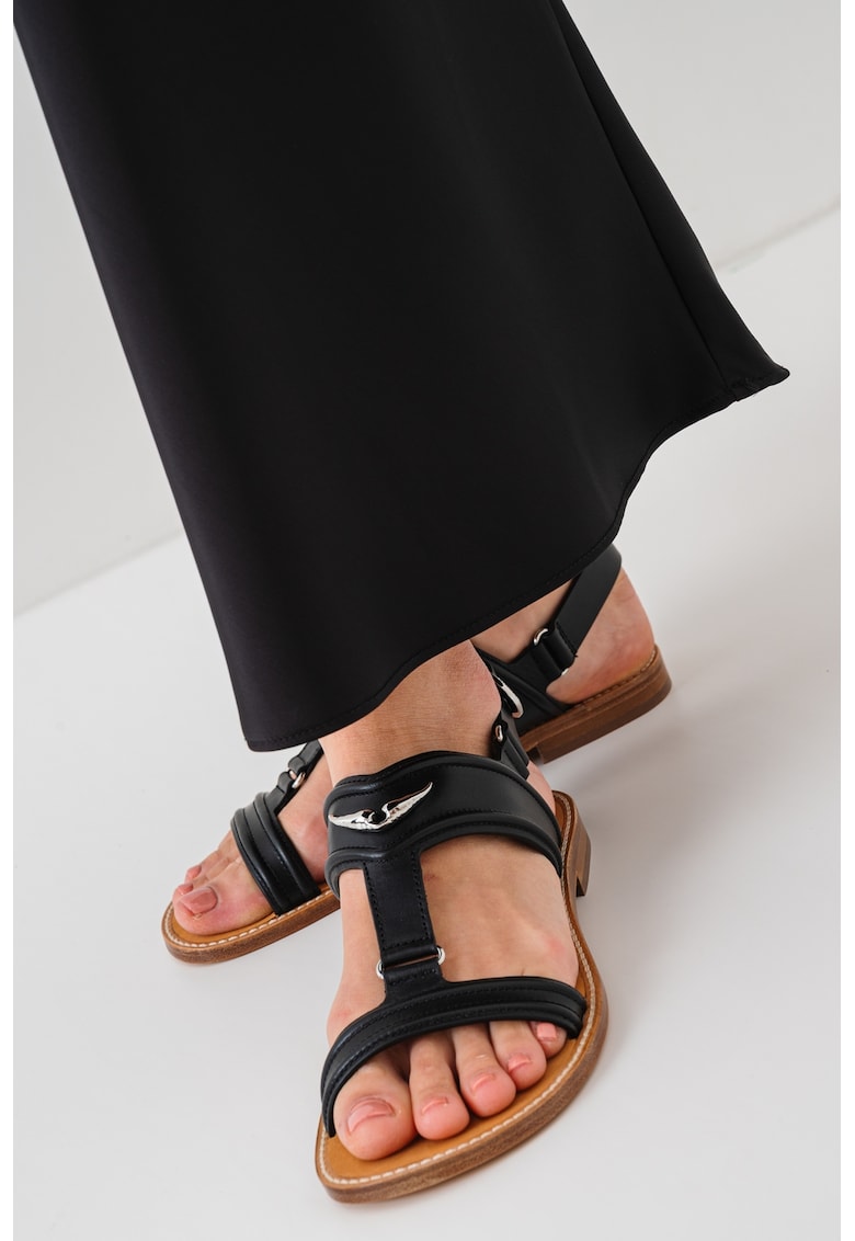 Sandale slingback din piele