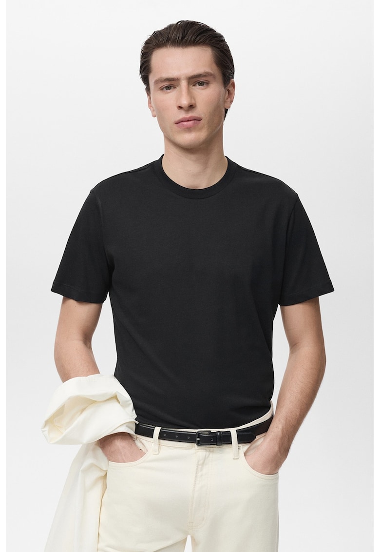 Tricou slim fit de bumbac - Negru