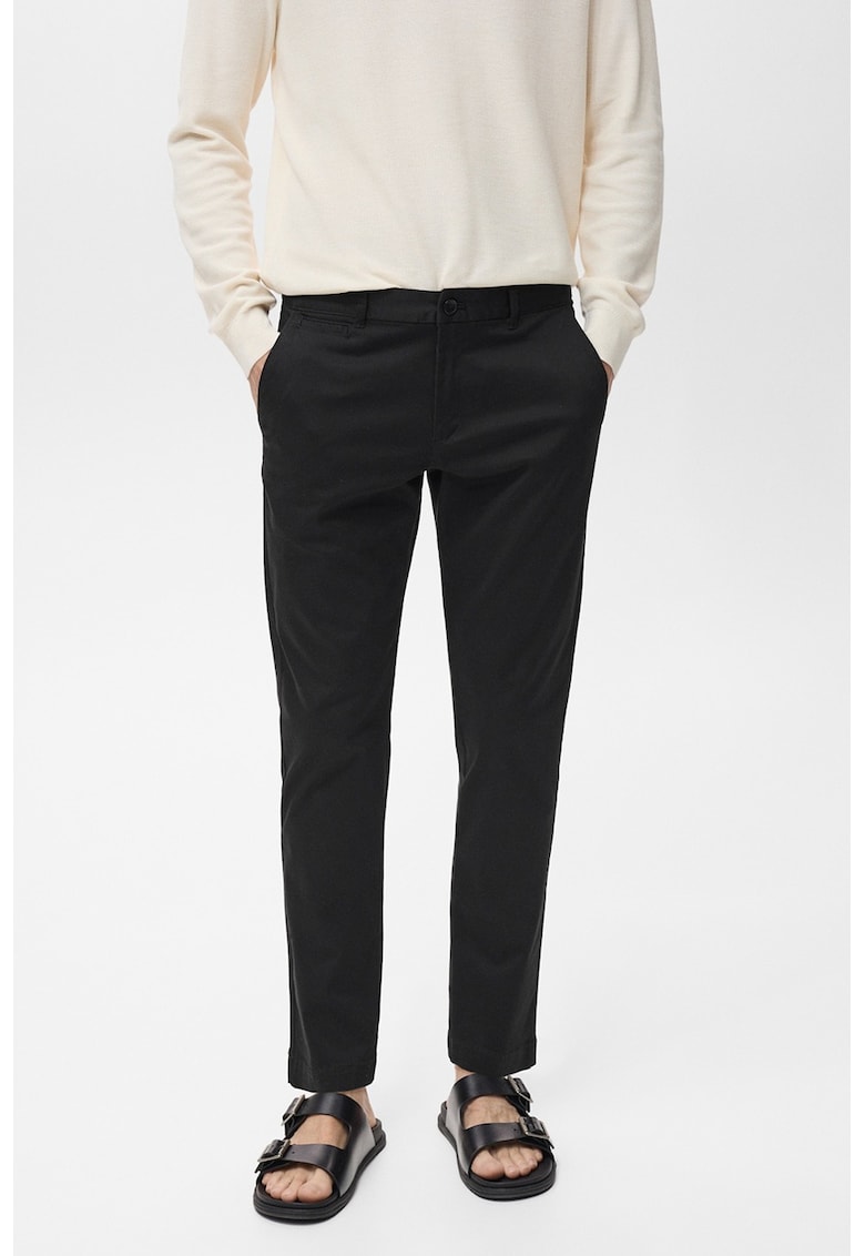 Pantaloni uni regular fit din amestec de bumbac
