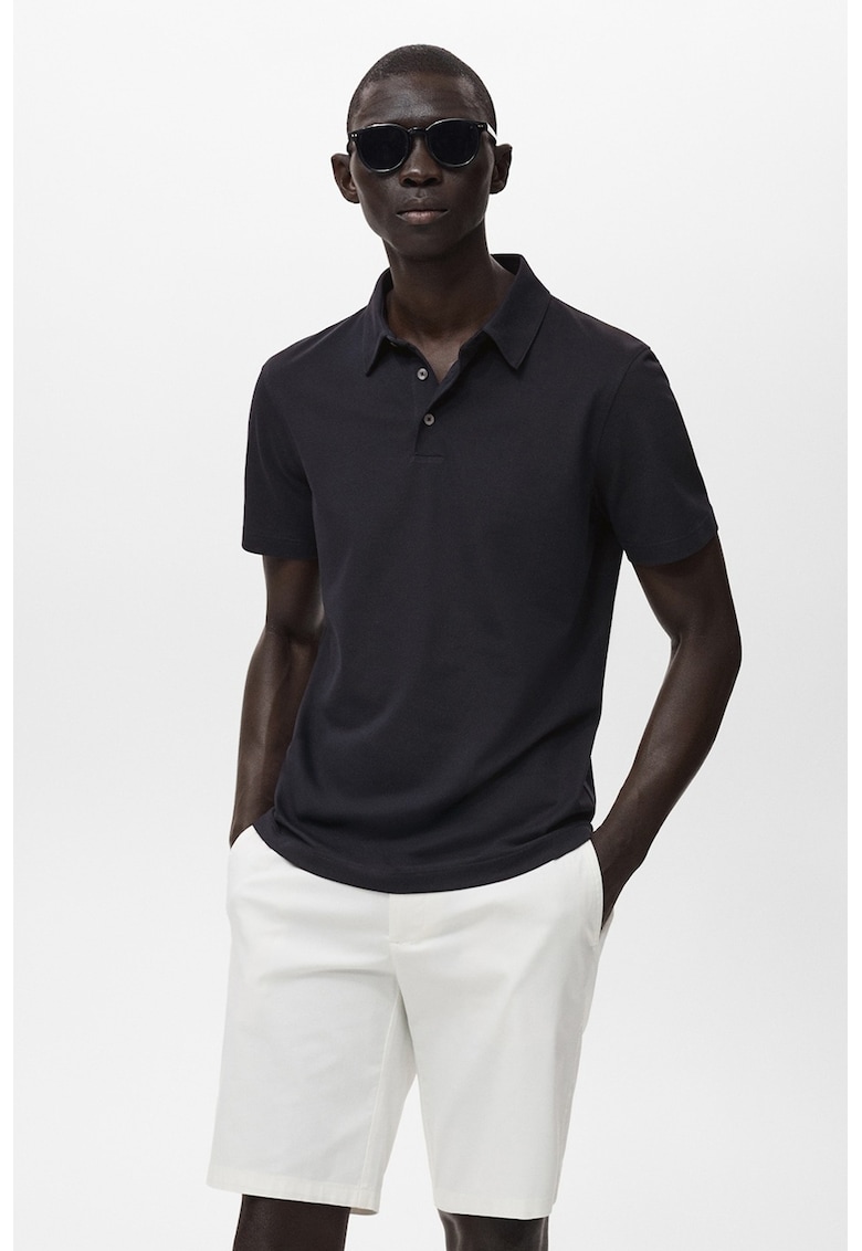 Tricou polo slim-fit din material pique