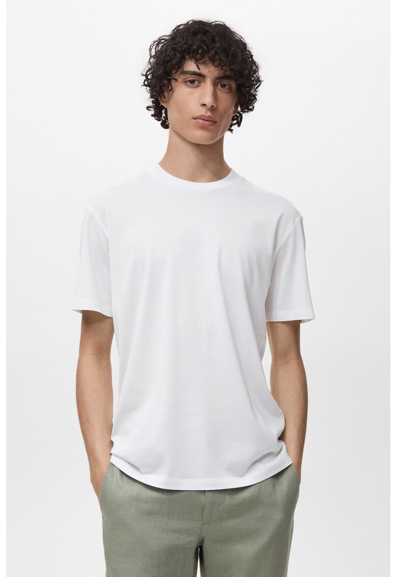 Tricou slim fit din bumbac - Alb