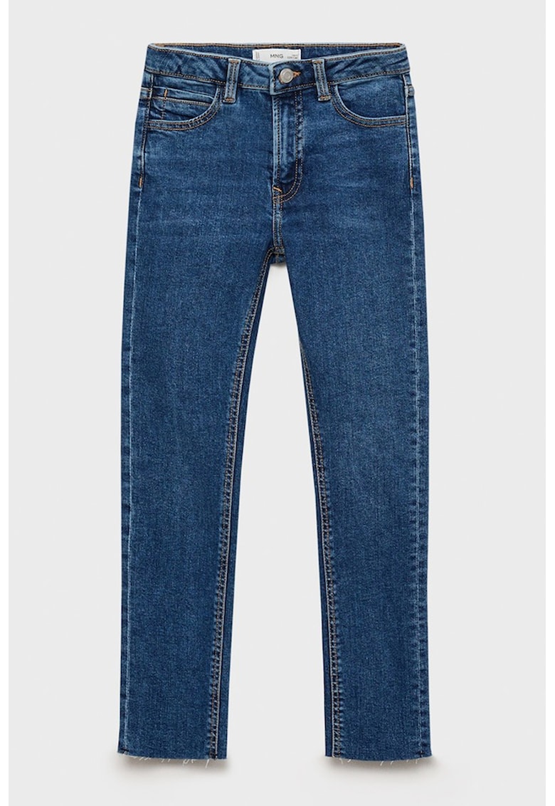 Blugi skinny-fit cu terminatii nefinisate - Albastru