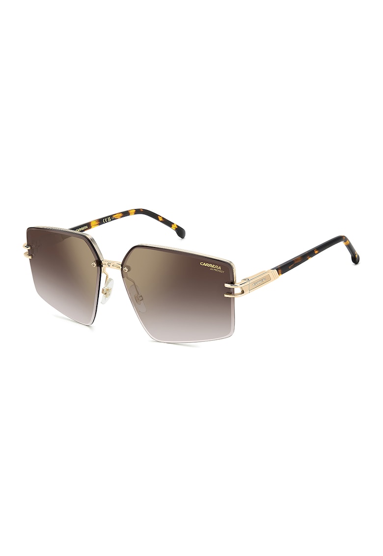 Ochelari de soare hexagonali cu lentile in degrade - Auriu/Maro cognac