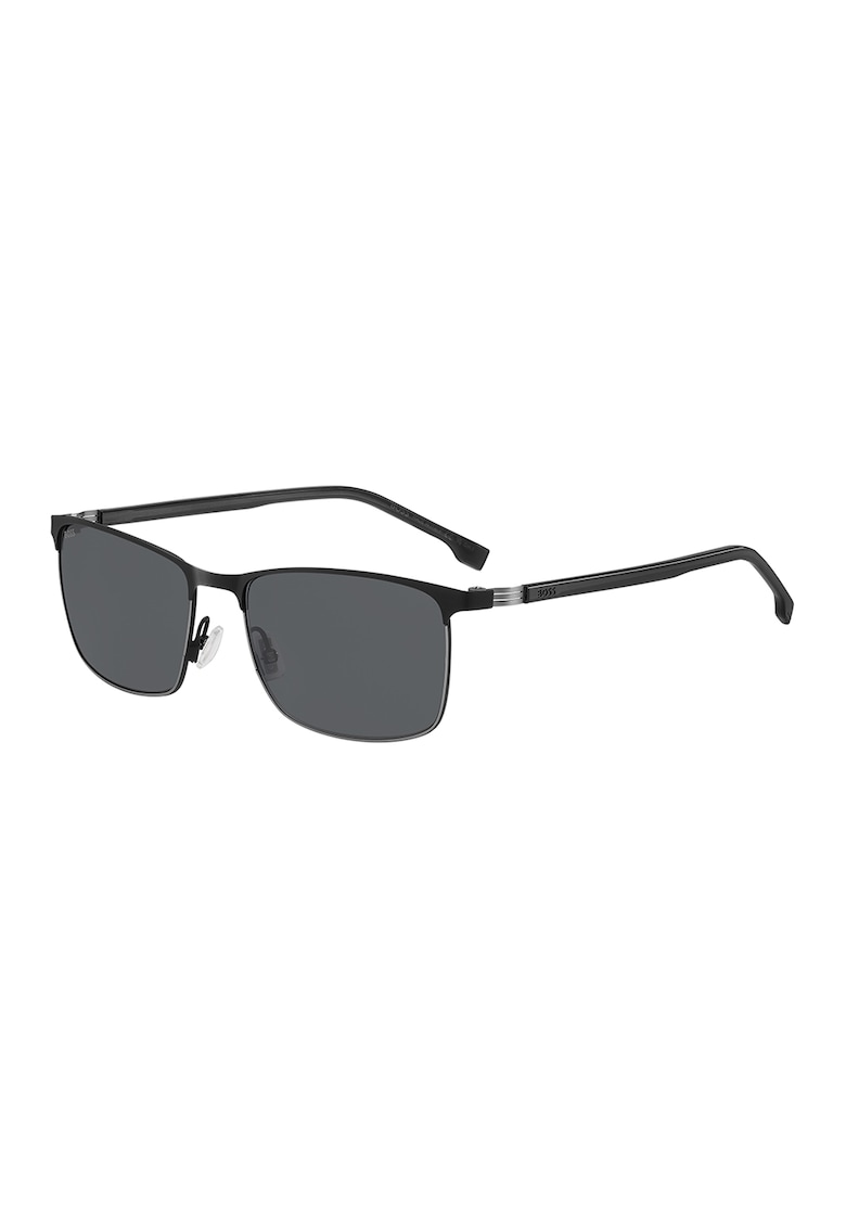 Ochelari de soare wayfarer cu detaliu cu logo discret - Negru/Argintiu