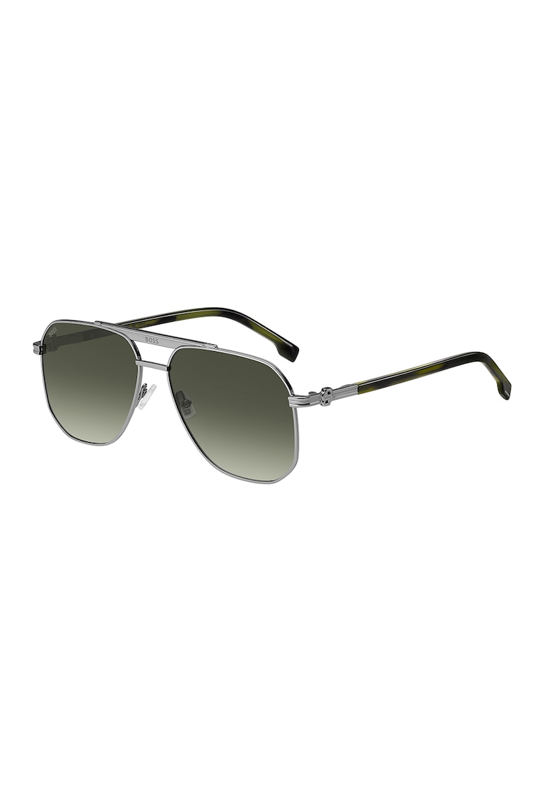 Ochelari de soare aviator unisex - Verde inchis/Argintiu