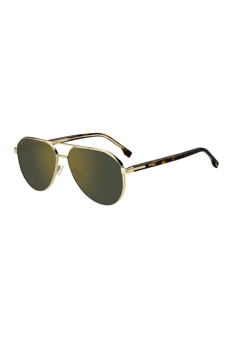 Ochelari de soare aviator cu lentile uni - Auriu/Maro inchis/Portocaliu