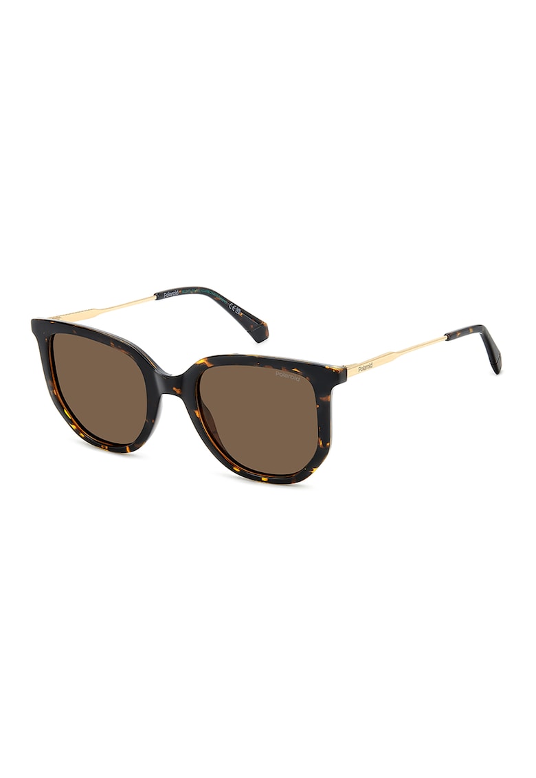 Ochelari de soare cat-eye cu lentile polarizate - Auriu/Maro inchis
