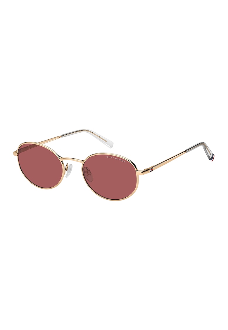 Ochelari de soare unisex ovali cu rama metalica - Auriu