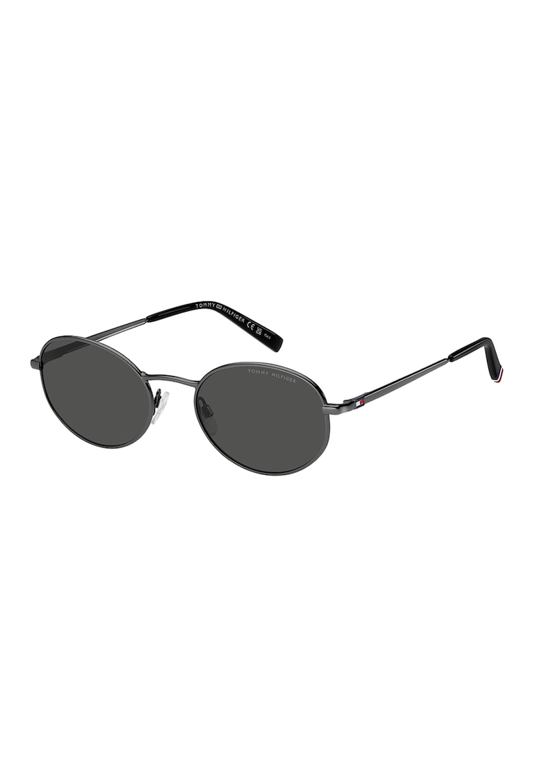 Ochelari de soare unisex ovali cu rama metalica - Argintiu inchis