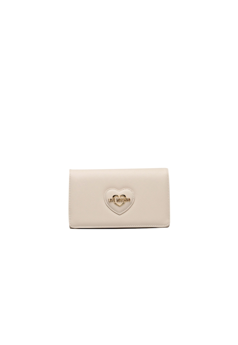 MOSCHINO - Geanta crossbody cu logo metalic - Bej