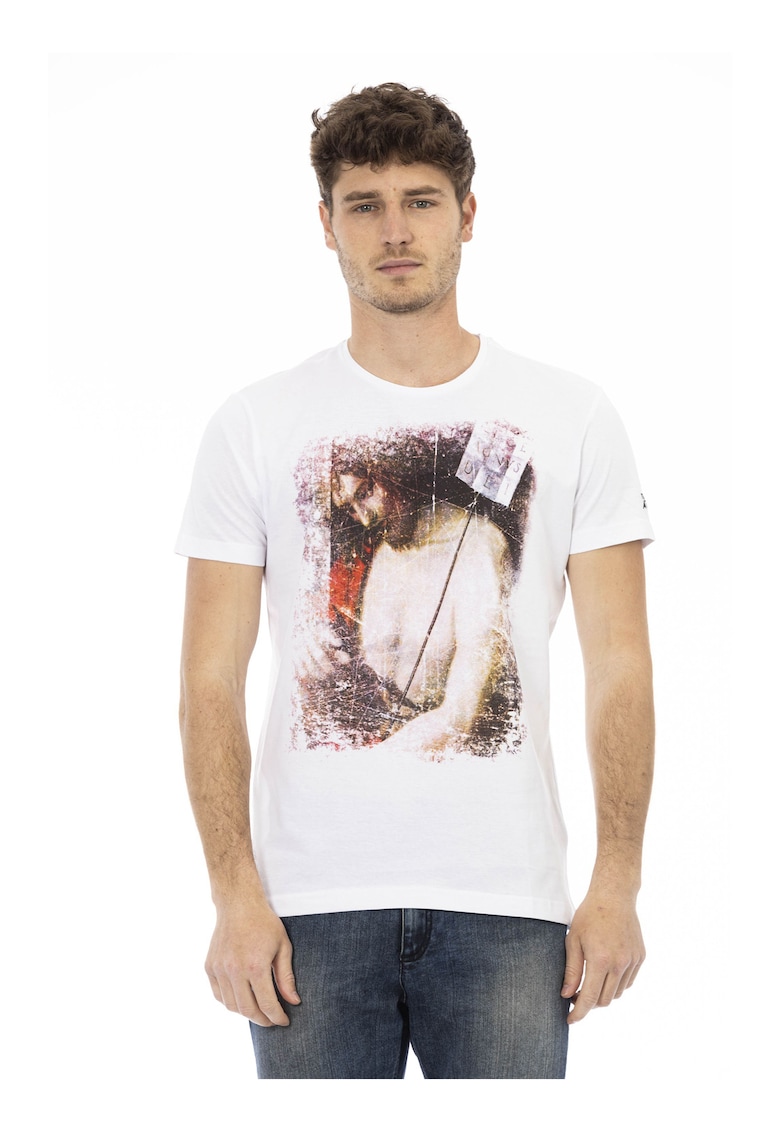 Tricou slim-fit cu imprimeu grafic - Alb