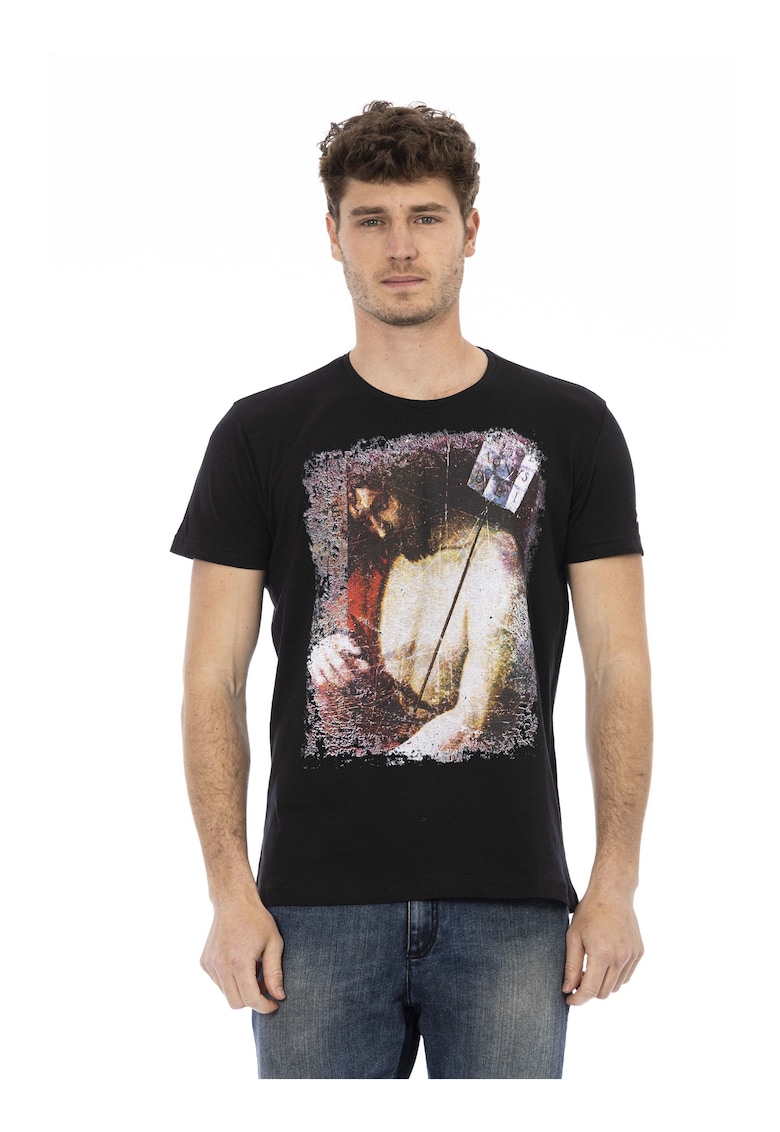 Tricou slim-fit cu imprimeu grafic - Negru