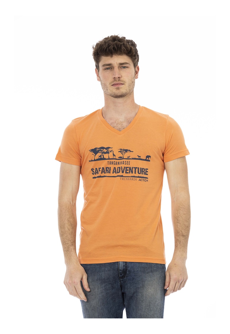 Tricou cu decolteu in V si imprimeu