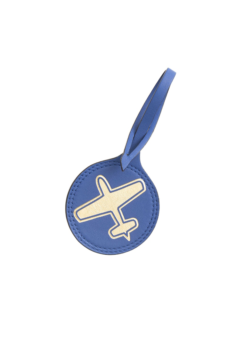 Breloc de piele cu detaliu avion - BLUE