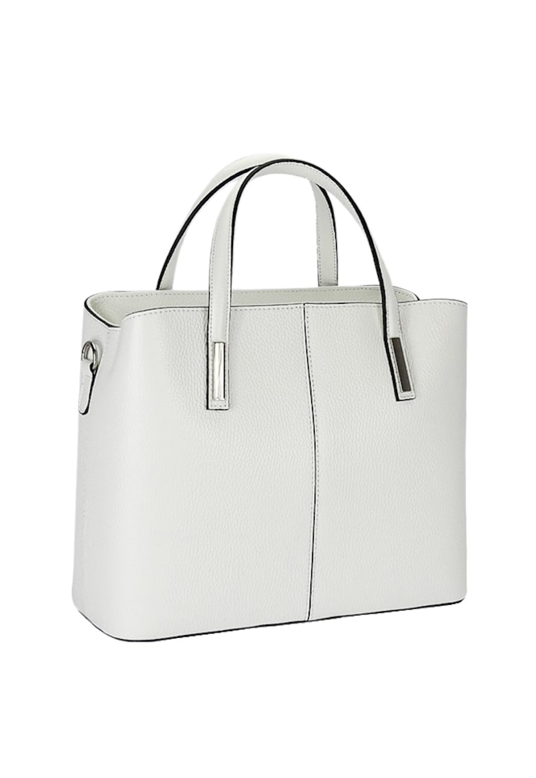 Geanta mare din piele naturala 8922 - Alb - 25x32x14