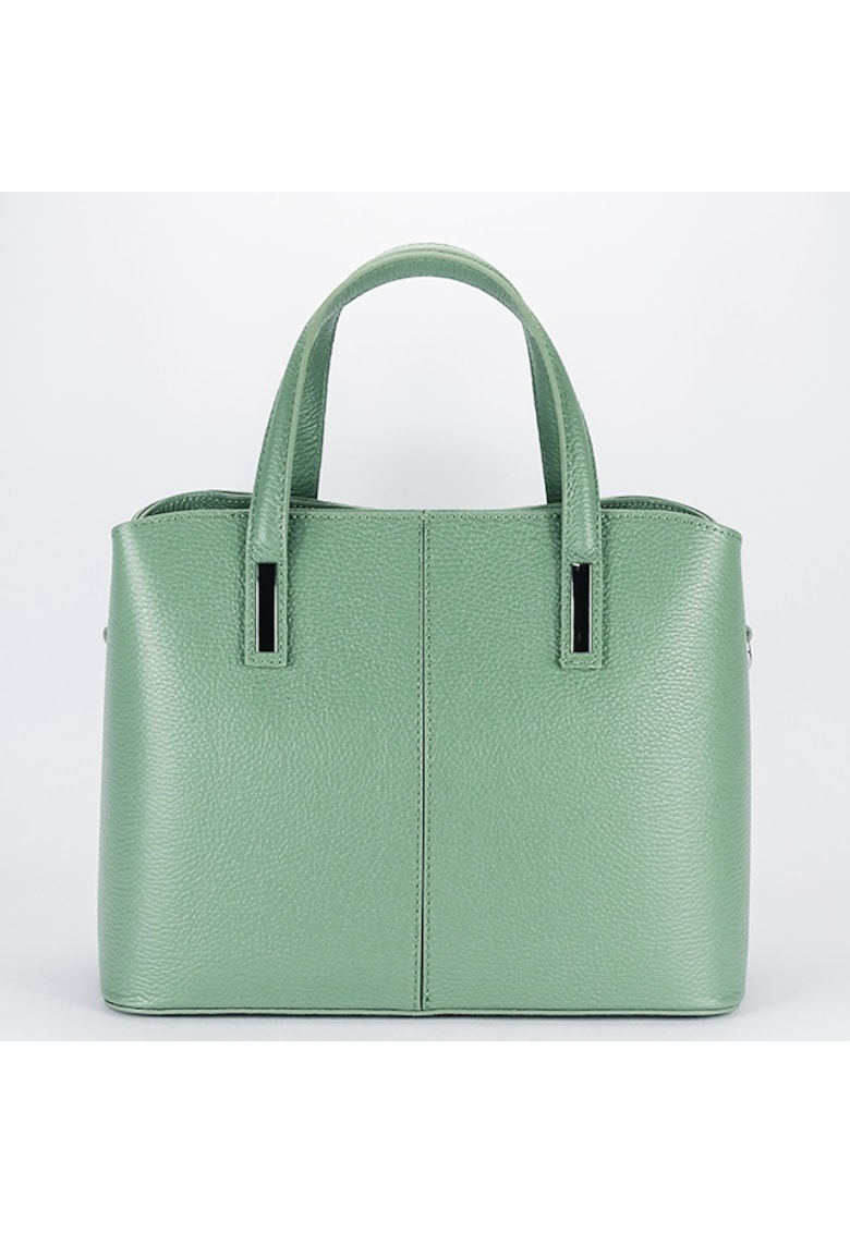 Geanta mare din piele naturala 8922 - Verde menta - 25x32x14
