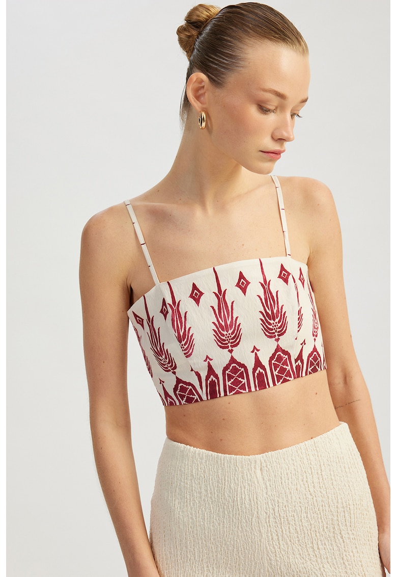 Top crop cu imprimeu grafic