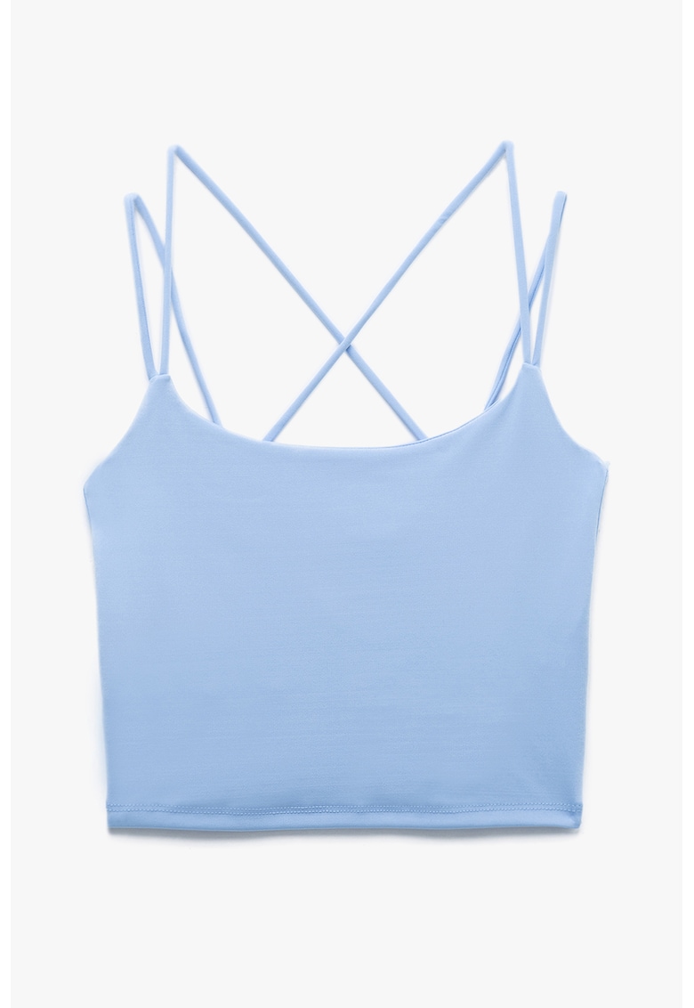 Top crop cu bretele incrucisate pe spate