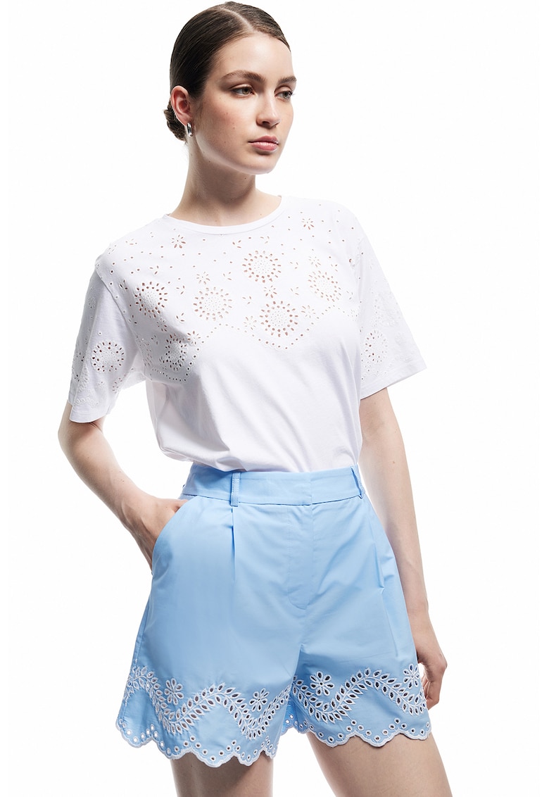 Pantaloni scurti cu terminatii valurite si talie inalta