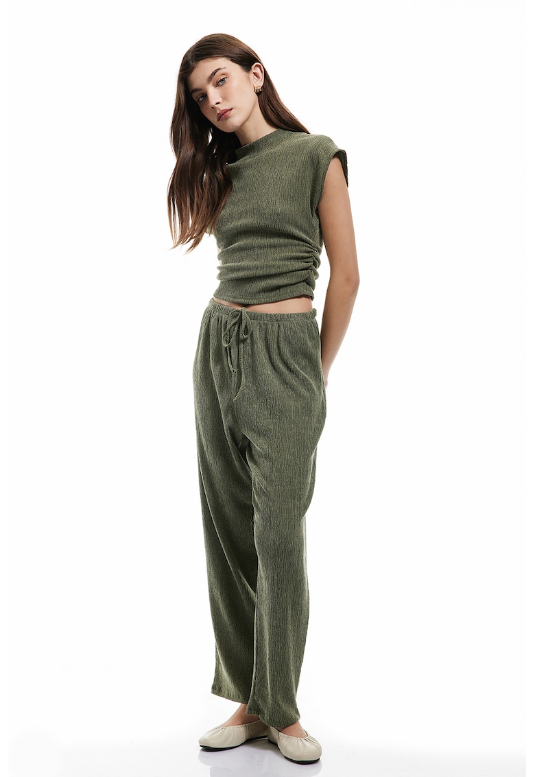 Tricou slim fit texturat - Verde feriga