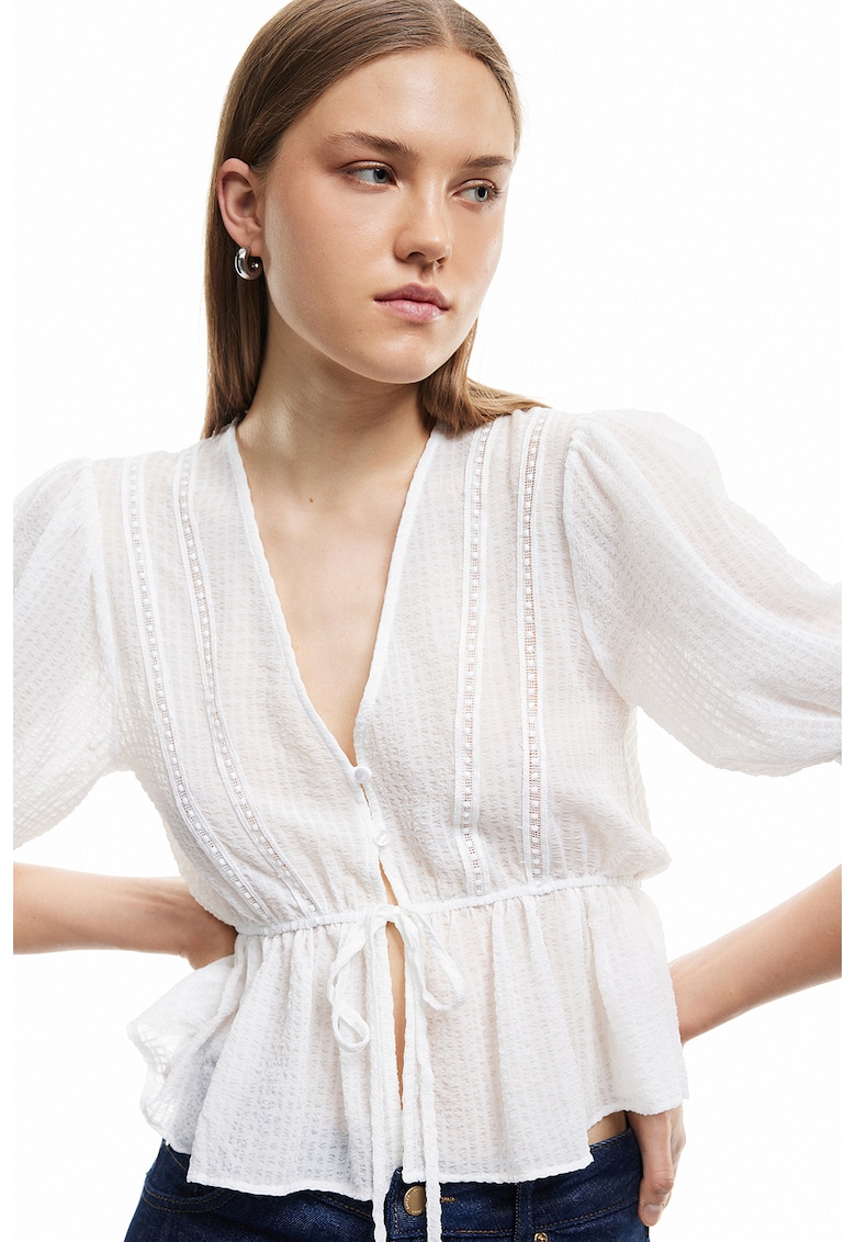 Bluza crop cu maneci bufante