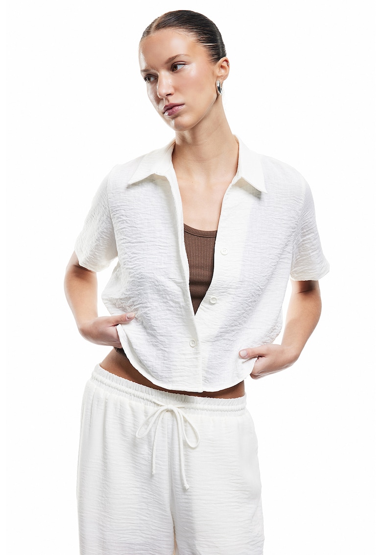 Camasa crop cu model texturat