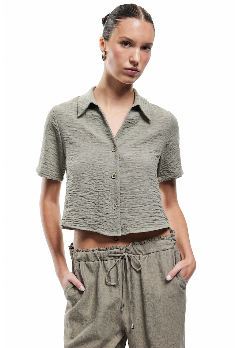 Camasa crop cu model texturat