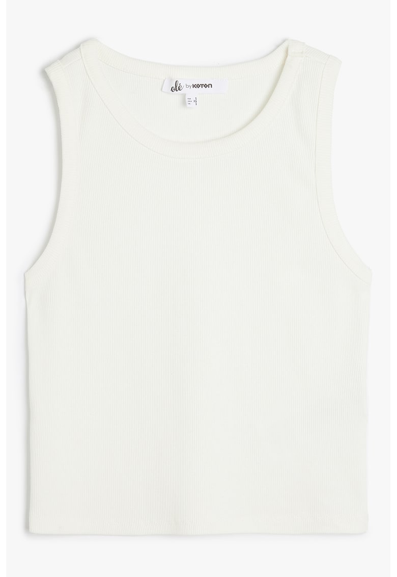 Top crop cu striatii - Alb murdar