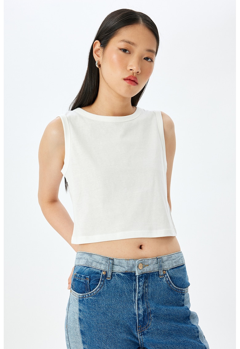 Top crop lejer - Alb