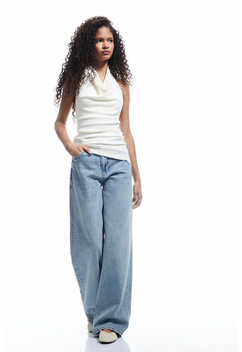 Top halter drapat - Alb murdar