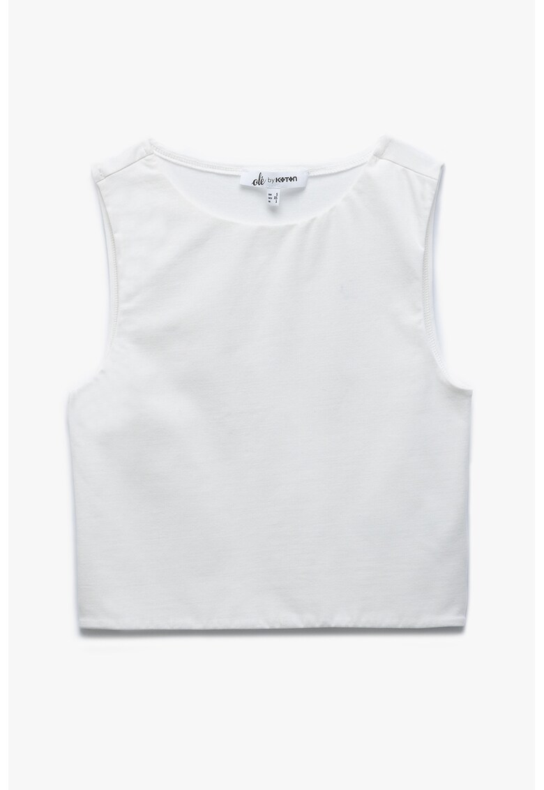 Top crop din amestec de bumbac - Alb