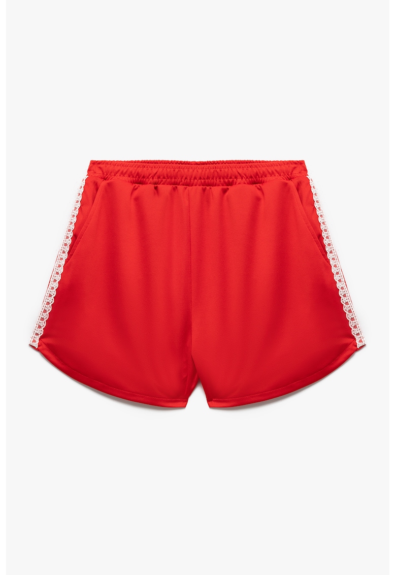 Pantaloni scurti cu talie elastica - Rosu vermillion