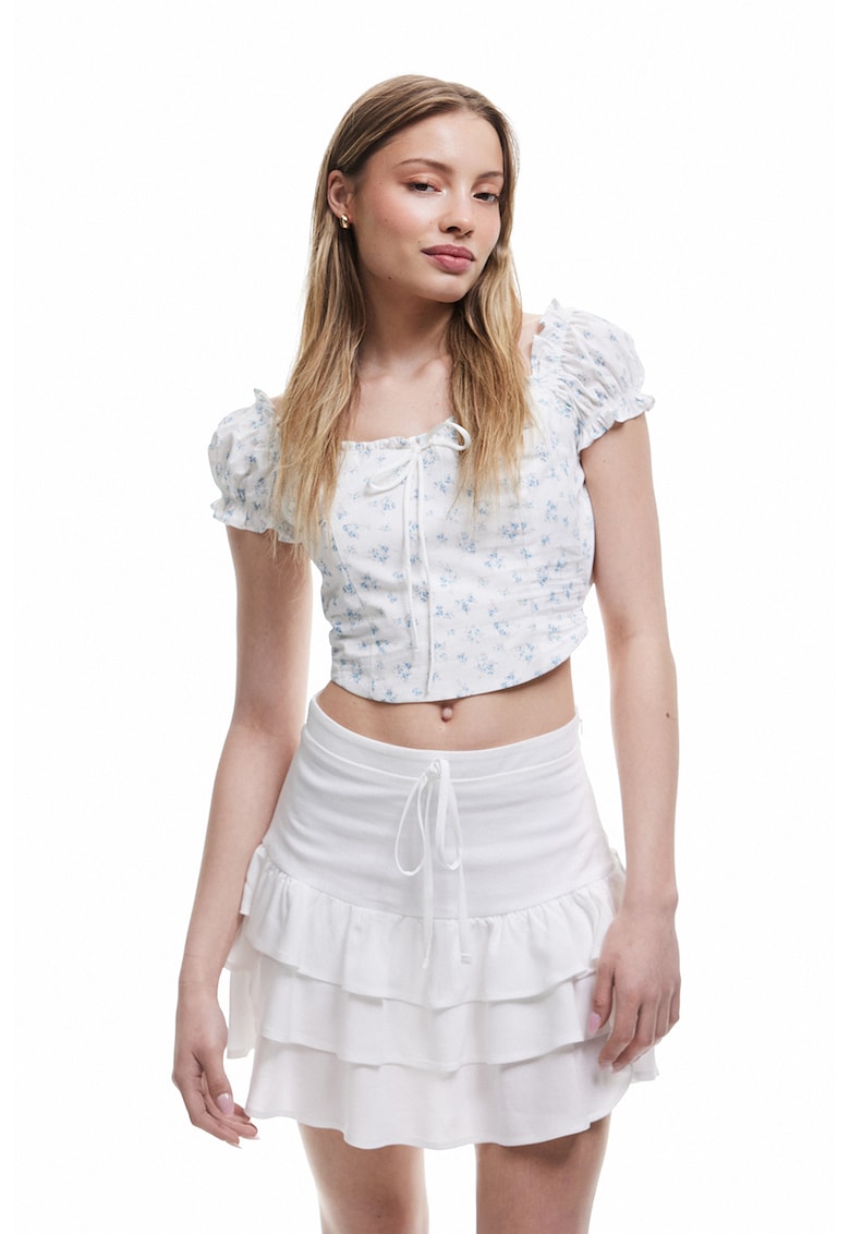 Top crop cu imprimeu floral