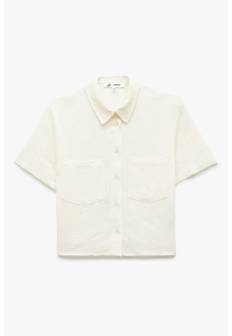 Camasa cu buzunare pe piept - Alb fildes