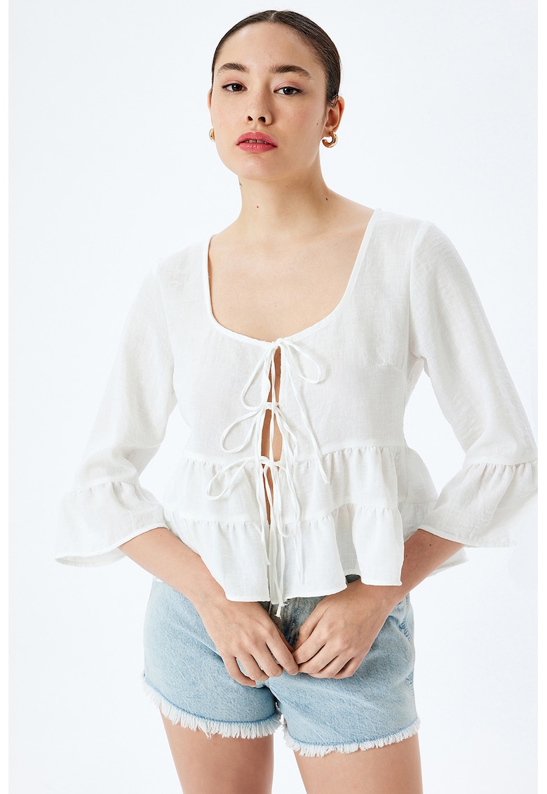 Bluza lejera cu decolteu patrat - Alb