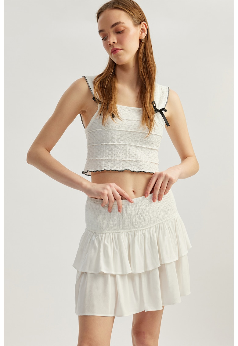 Fusta scurta cu volane stratficate Fusta scurta cu volane stratficate