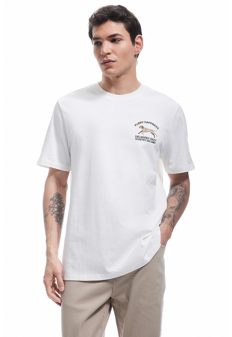 Tricou regular fit cu imprimeu pe piept