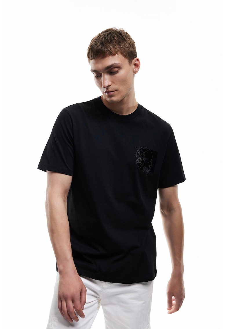 Tricou regular fit de bumbac - Negru
