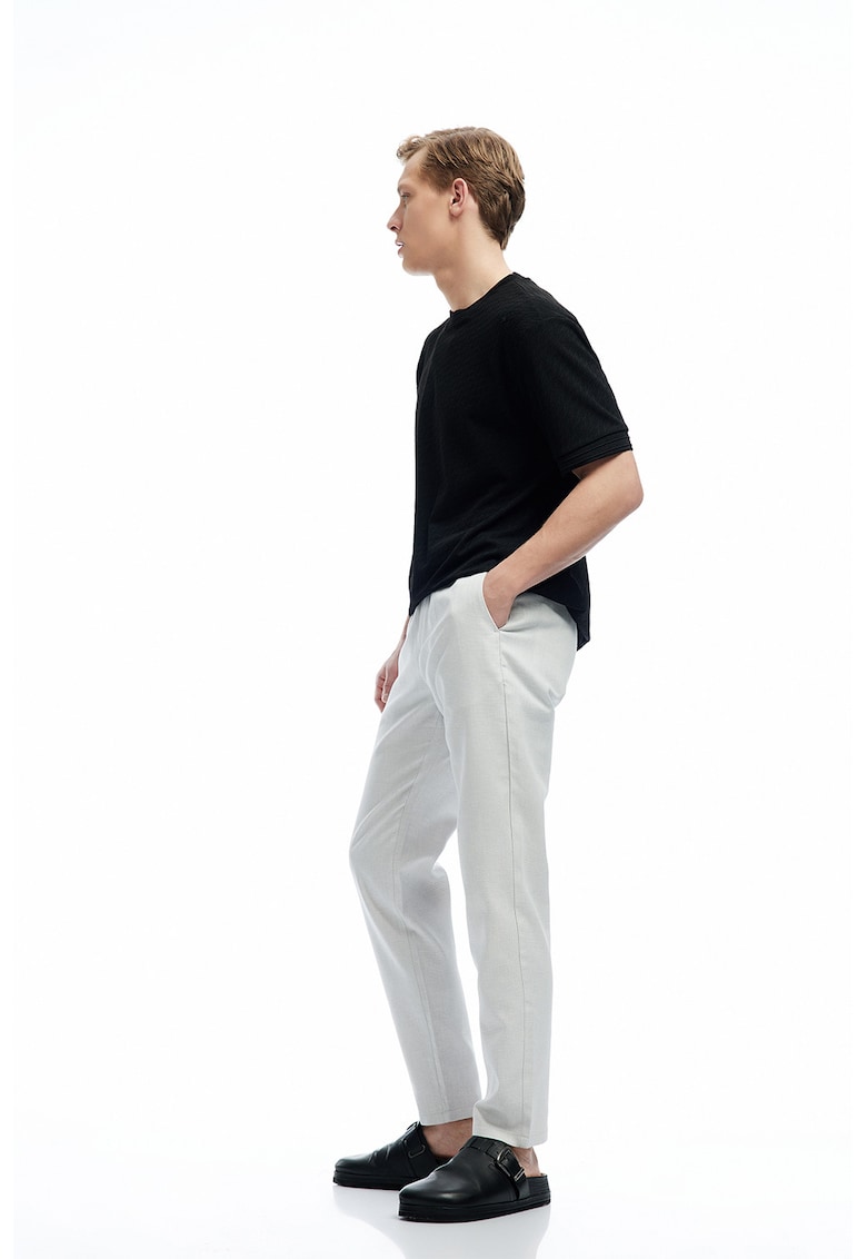 Pantaloni drepti din amestec de in