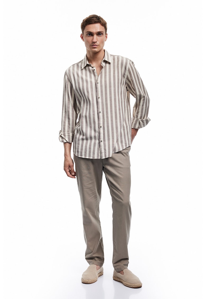 Pantaloni relaxed fit de bumbac si in cu buzunare laterale - Bej