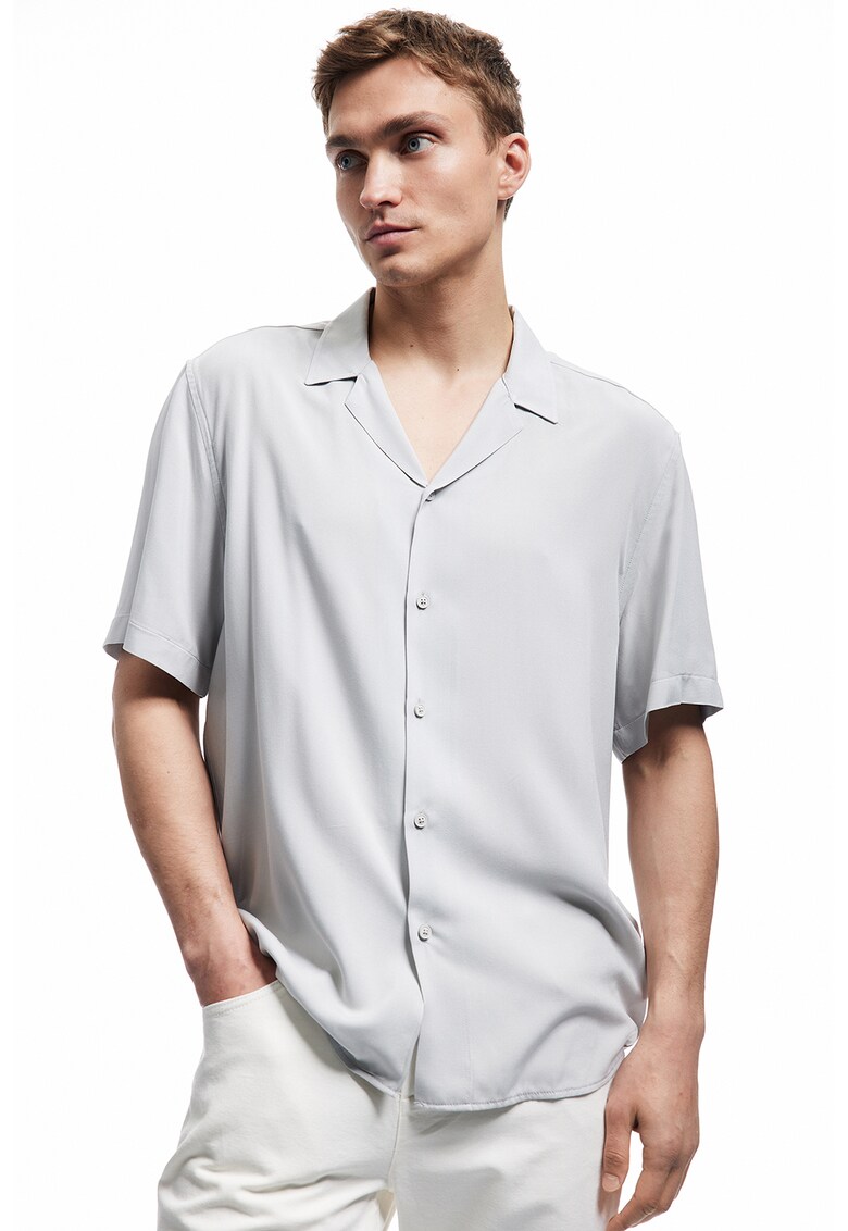 Camasa cu guler si revere - Gri deschis