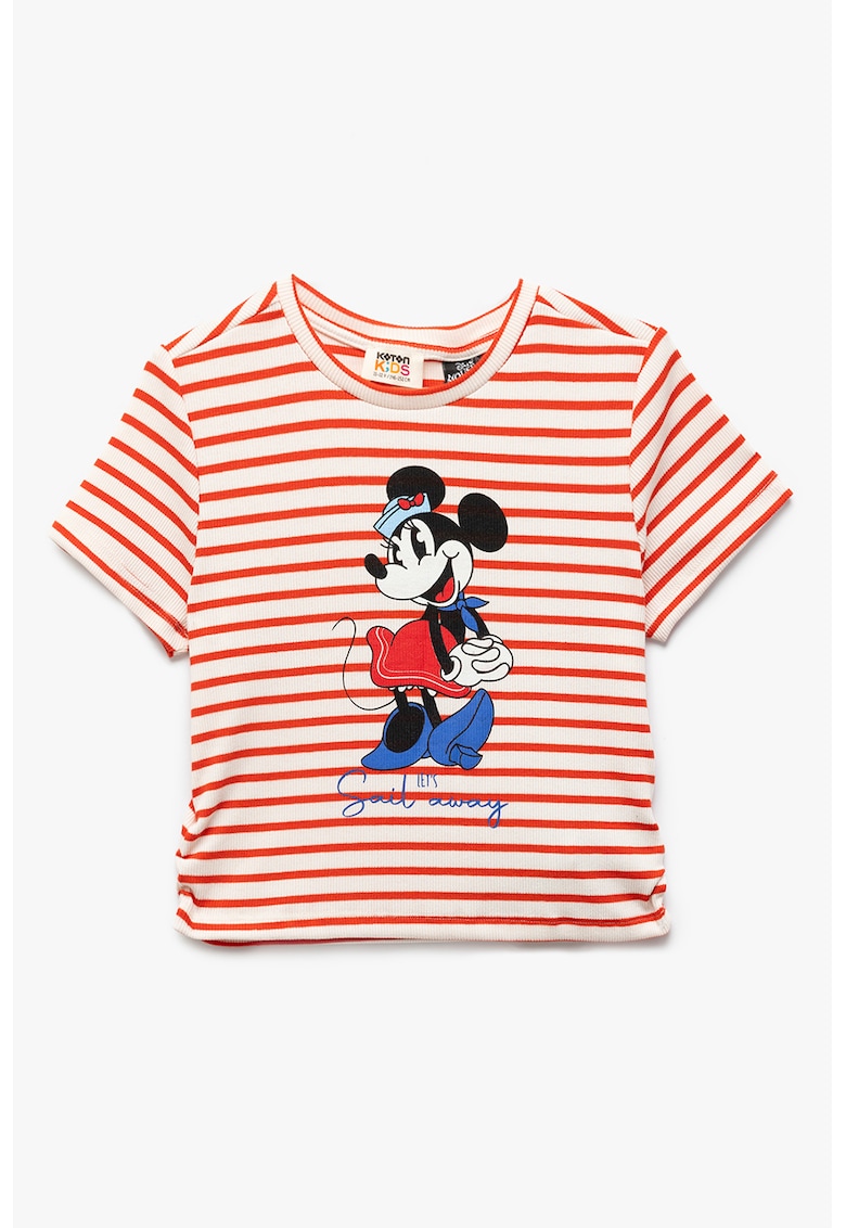 Tricou cu model in dungi si imprimeu cu Mickey Mouse